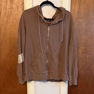 Peace! Brown Zip-Up Hoodie